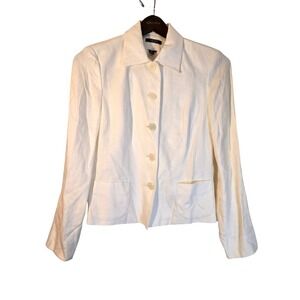 Chaps Linen Blazer Jacket ivory fully‎ lined size 8 NEW WITH TAGS